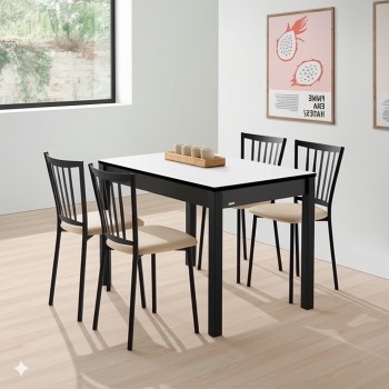 Mesa extensible de cristal configurable para cocina y comedor estilo mesa arona modelo Brisa