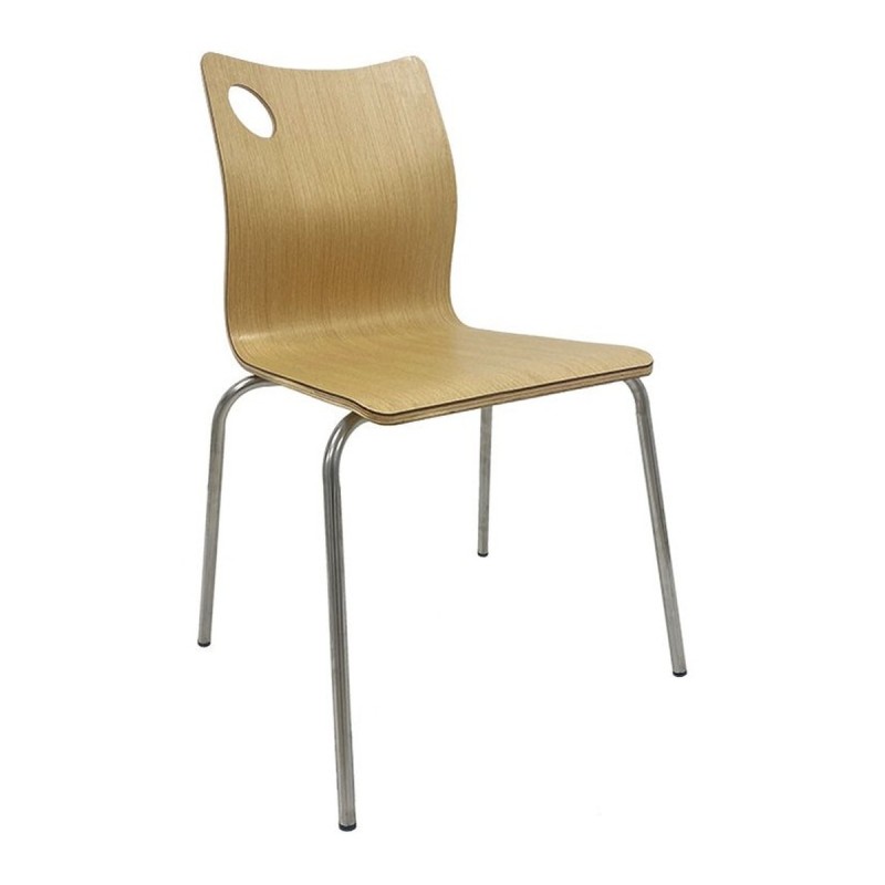Silla AMELIE, apilable, acero inoxidable, asiento laminado HPL, color natural