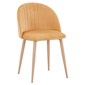 Silla VELVET NEW, patas metálicas, terciopelo amarillo mostaza 42