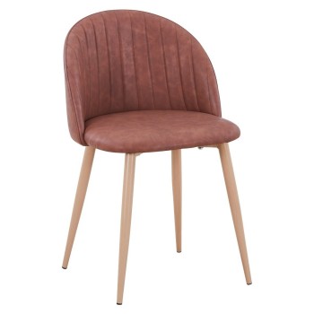 Silla VELVET NEW, patas metálicas, similpiel vintage cuero 3-2