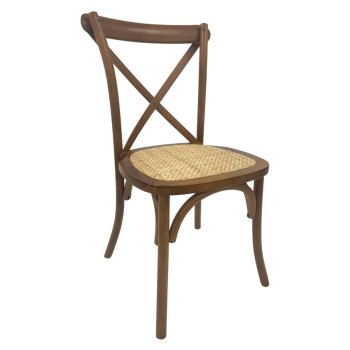 Silla CROSS SX, madera de haya, nogal, asiento de ratán