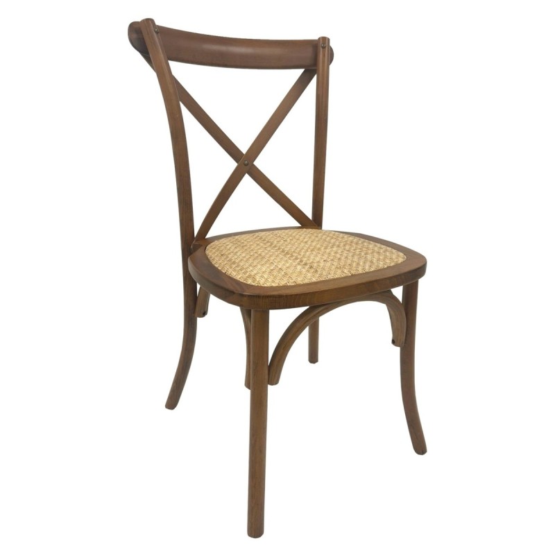 Silla CROSS SX, madera de haya, nogal, asiento de ratán