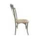 Silla CROSS SX, madera de haya, blanca, asiento de ratán