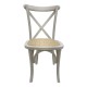 Silla CROSS SX, madera de haya, blanca, asiento de ratán