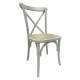 Silla CROSS SX, madera de haya, blanca, asiento de ratán