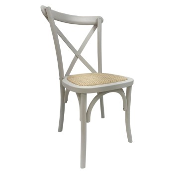 Silla CROSS SX, madera de haya, blanca, asiento de ratán