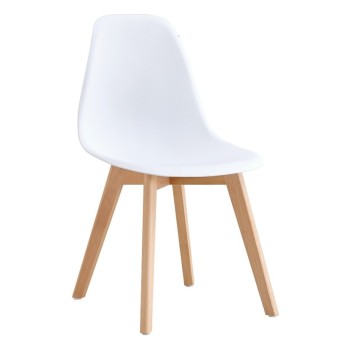 Silla MARAIS, madera, polipropileno blanco