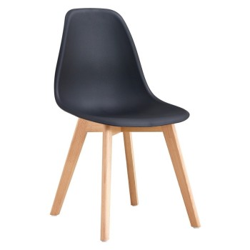 Silla MARAIS, madera, polipropileno negro