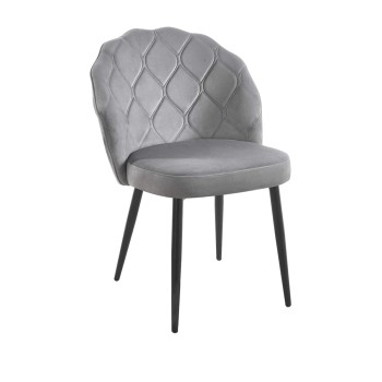 Silla Barya Black Gris tapizada en terciopelo