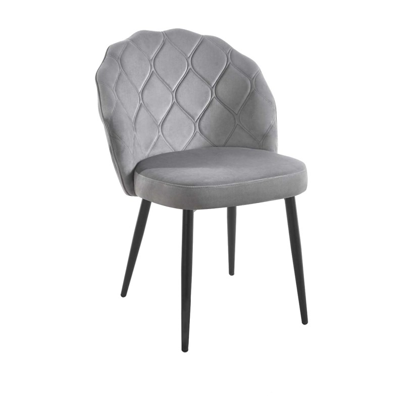 Silla Barya Black Gris tapizada en terciopelo
