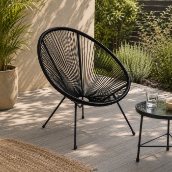 Silla Eggs Negro de acero y polietileno
