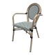 Sillón TARAMAY, apilable, aluminio, mesh crema y verde