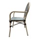 Sillón TARAMAY, apilable, aluminio, mesh crema y verde