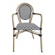 Sillón TARAMAY, apilable, aluminio, mesh blanco y negro