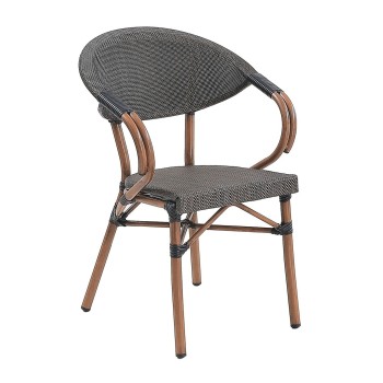 Sillón NERJA, apilable, aluminio, teslin marrón