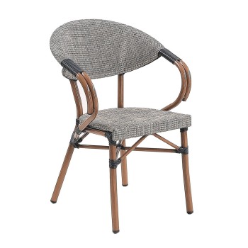 Sillón NERJA, apilable, aluminio, teslin gris bronce