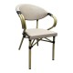 Sillón NERJA, apilable, aluminio, mesh beige y marrón