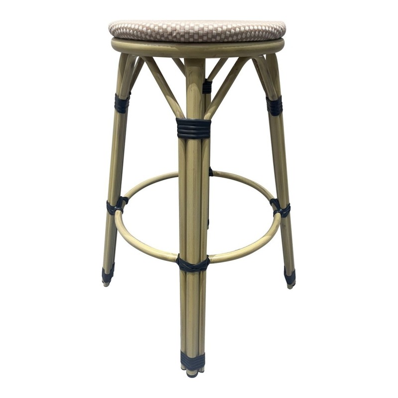 Taburete NERJA, apilable, aluminio, mesh beige y marrón