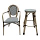 Taburete TARAMAY, apilable, aluminio, mesh crema y verde