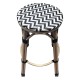 Taburete TARAMAY, apilable, aluminio, mesh blanco y negro