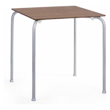 Mesa FERAY NEW, apilable, epoxi color gris, tablero fenólico castaño 69 x 69 cms.