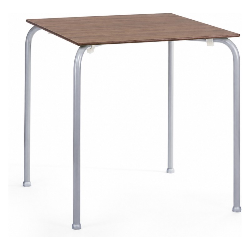 Mesa FERAY NEW, apilable, epoxi color gris, tablero fenólico castaño 69 x 69 cms.