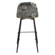 Taburete HORUS NEW, metal, tapizado velvet gris con trasera floral a juego