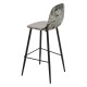 Taburete HORUS NEW, metal, tapizado velvet gris con trasera floral a juego