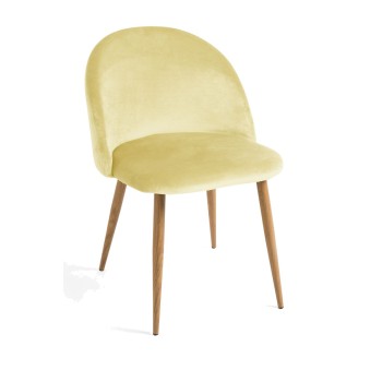 Silla Hill Amarillo dorado tapizada en terciopelo