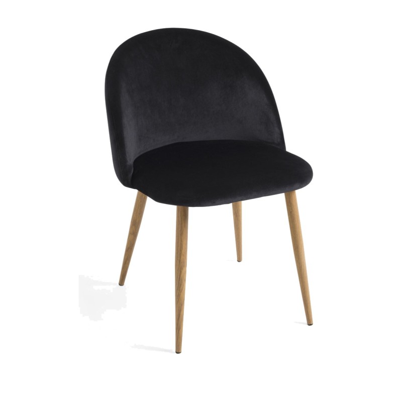 Silla Hill Negro tapizada en terciopelo
