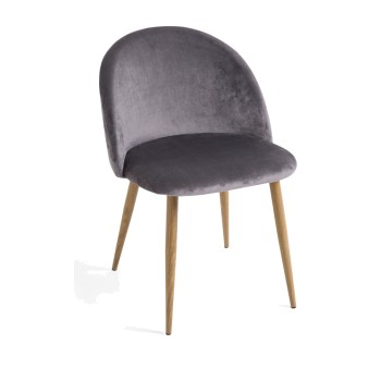 Silla Hill Gris oscuro tapizada en terciopelo