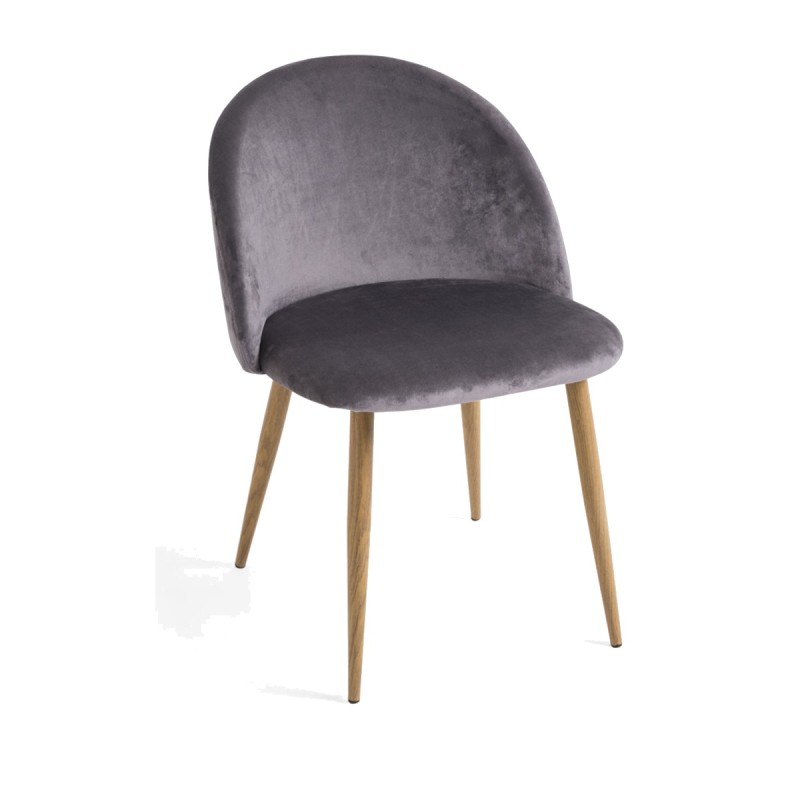 Silla Hill Gris oscuro tapizada en terciopelo