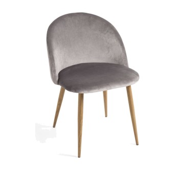 Silla Hill Gris claro tapizada en terciopelo