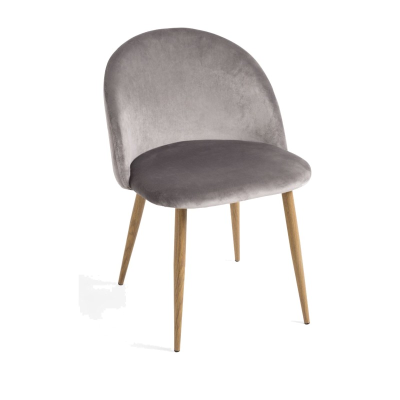 Silla Hill Gris claro tapizada en terciopelo