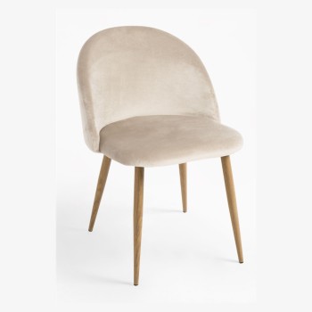 Silla Hill Beige tapizada en terciopelo