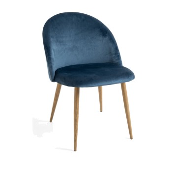 Silla Hill Azul tapizada en terciopelo