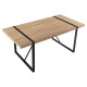 Mesa JENA, metal negro, tapa DM bilaminado roble claro, 180 x 90 cms