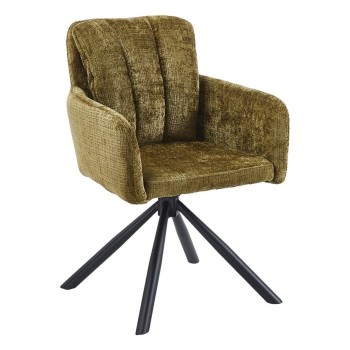Sillón VADUZ, metal, giratorio, tapizado tejido cremona verde