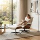 Butaca con ottoman AMERICA, madera, metal, similpiel blanca