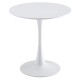 Mesa TUL (SI), base de metal, tapa lacada blanca, 70 cms de diámetro