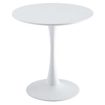 Mesa TUL (SI), base de metal, tapa lacada blanca, 70 cms de diámetro
