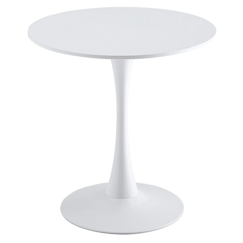 Mesa TUL (SI), base de metal, tapa lacada blanca, 70 cms de diámetro