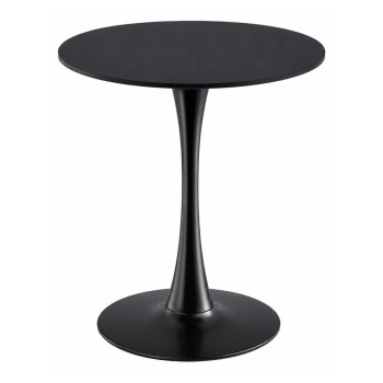 Mesa TUL (SI), base de metal, tapa lacada negra, 70 cms de diámetro