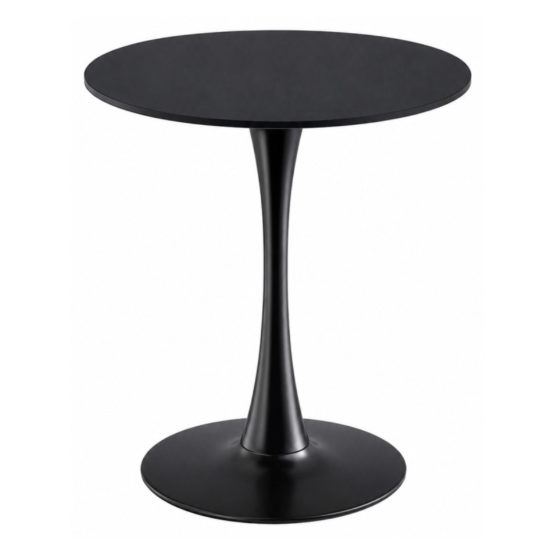 Mesa TUL (SI), base de metal, tapa lacada negra, 70 cms de diámetro