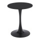 Mesa TUL (SI), base de metal, tapa lacada negra, 60 cms de diámetro