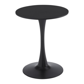 Mesa TUL (SI), base de metal, tapa lacada negra, 60 cms de diámetro