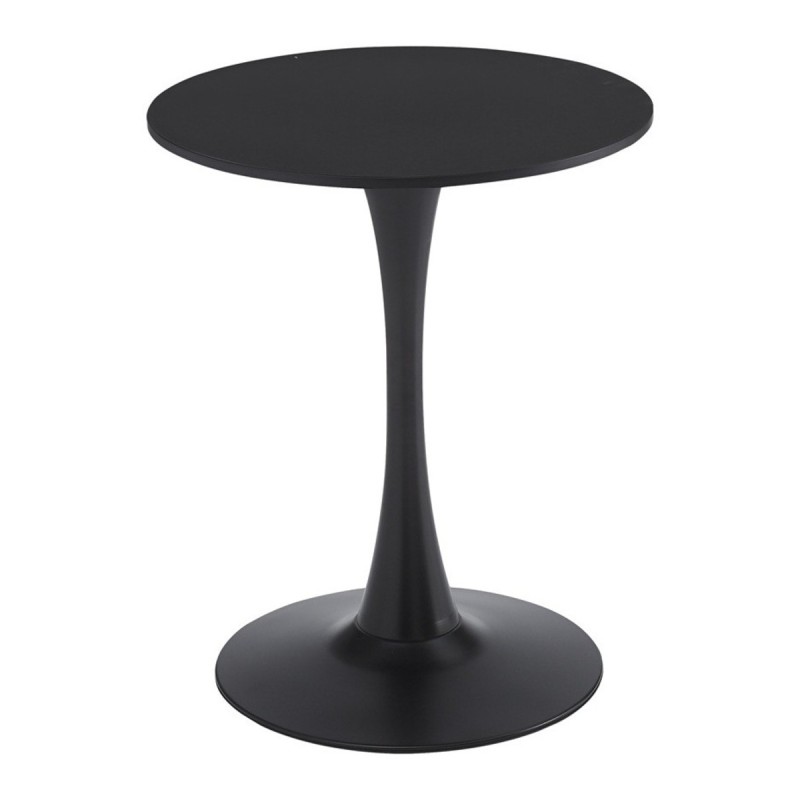 Mesa TUL (SI), base de metal, tapa lacada negra, 60 cms de diámetro