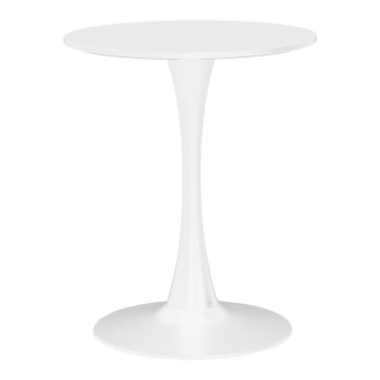 Mesa TUL (SI), base de metal, tapa lacada blanca, 60 cms de diámetro