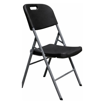Silla BEACH NEW, plegable, metal, gris, polietileno negro