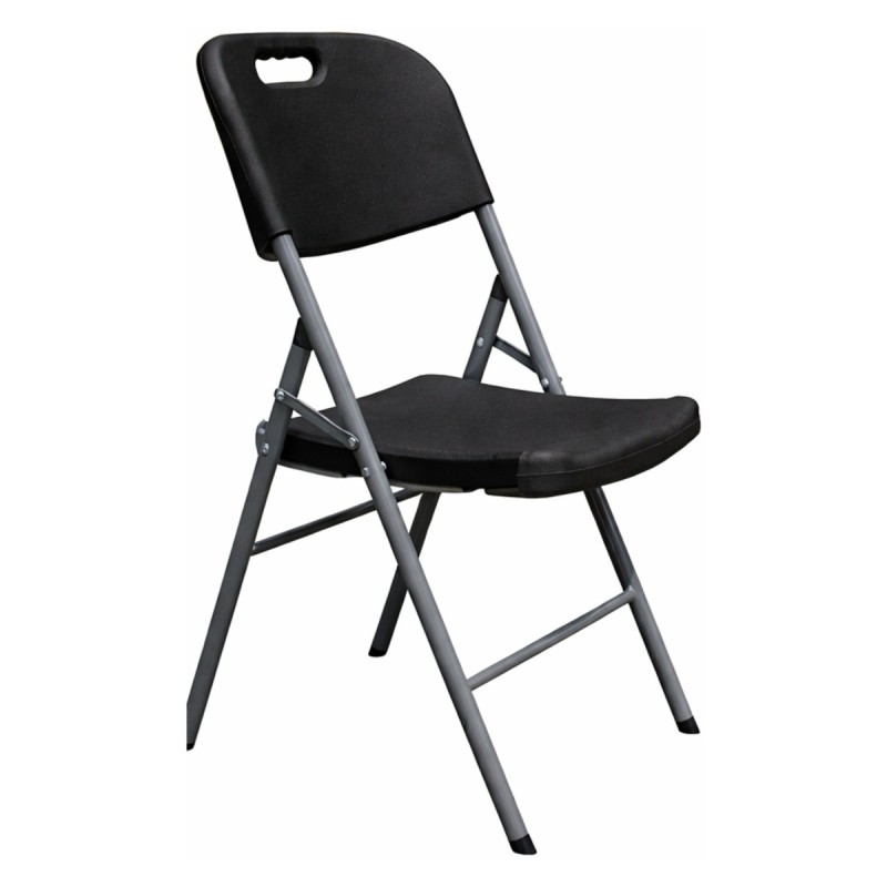 Silla BEACH NEW, plegable, metal, gris, polietileno negro